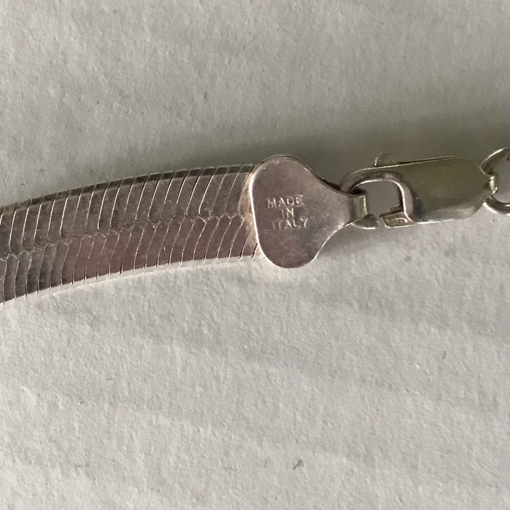 14K & Sterling Silver Herringbone Necklace - Picture 9 of 9